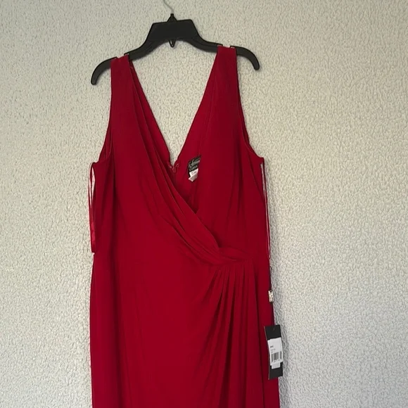La Femme High Low Red Dress with side opening. Be the Lady In Red & Have Fun